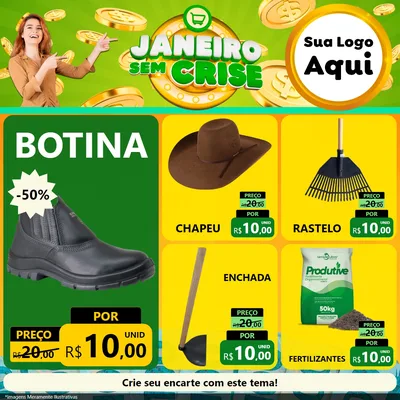 Modelo de Rede Social para Feed Facebook com o tema Janeiro Sem Crise para Agropecuária