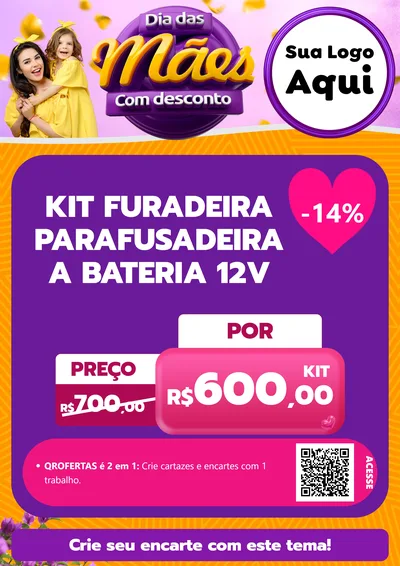 Modelo de Cartaz para Cartaz A4 Vertical com o tema Dia das Mães com Desconto para Maquinas e Ferramentas