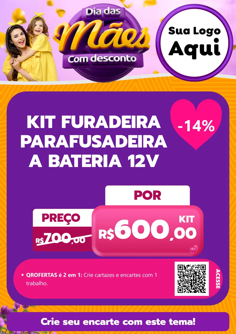 Modelo de Cartaz para Cartaz A4 Vertical com o tema Dia das Mães com Desconto para Maquinas e Ferramentas