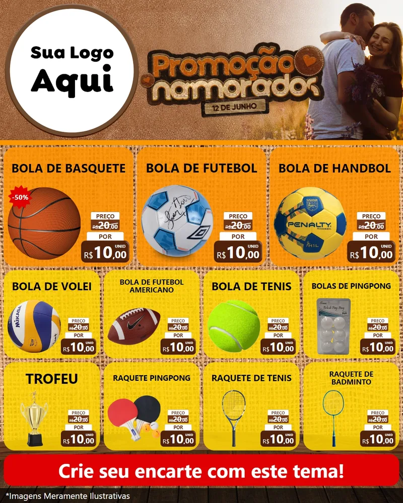 Modelo de Rede Social para Feed Instagram com o tema Promoção Namorados para Artigos Esportivos