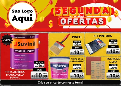 Modelo de Encarte para Encarte A4 Horizontal com o tema Segunda de Ofertas para Tintas e Ferramentas