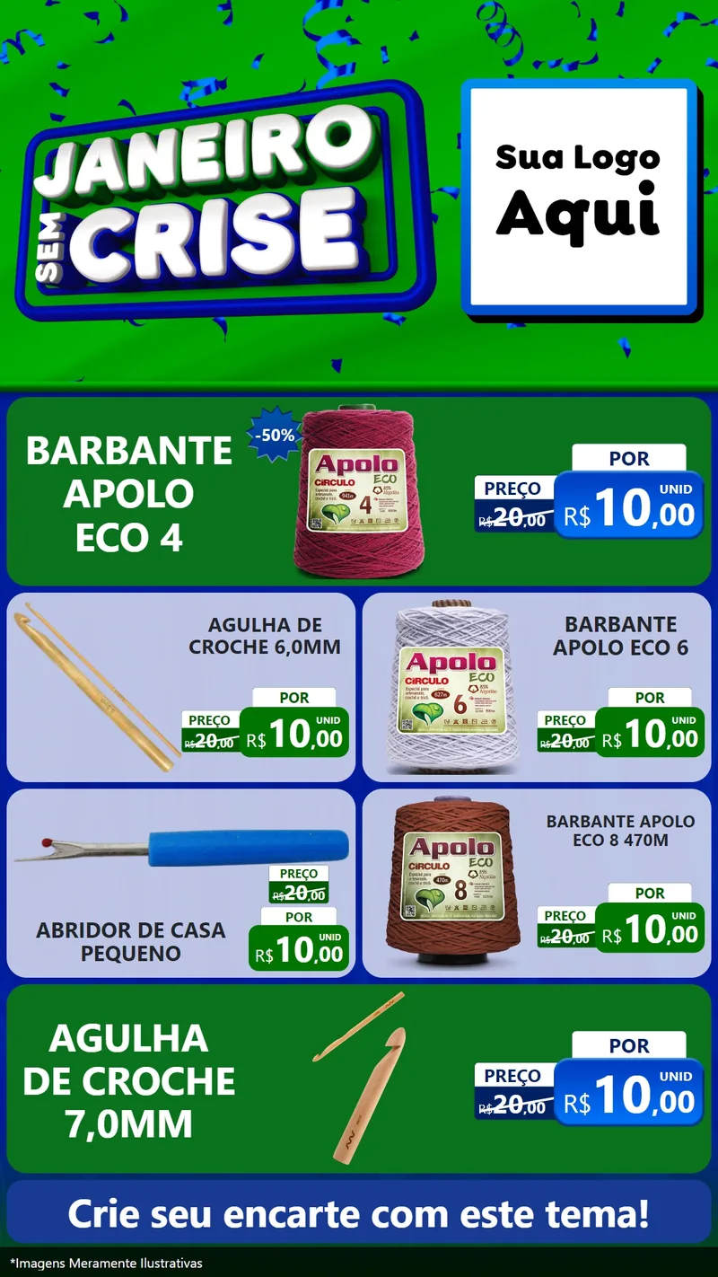 Modelo de TV para TV Vertical com o tema Janeiro Sem Crise para Armarinho e Aviamentos