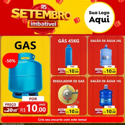 Modelo de Rede Social para Feed Facebook com o tema Setembro Imbatível para Água e gás