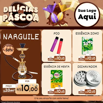 Modelo de Rede Social para Feed Facebook com o tema Delícias de Páscoa para Tabacaria
