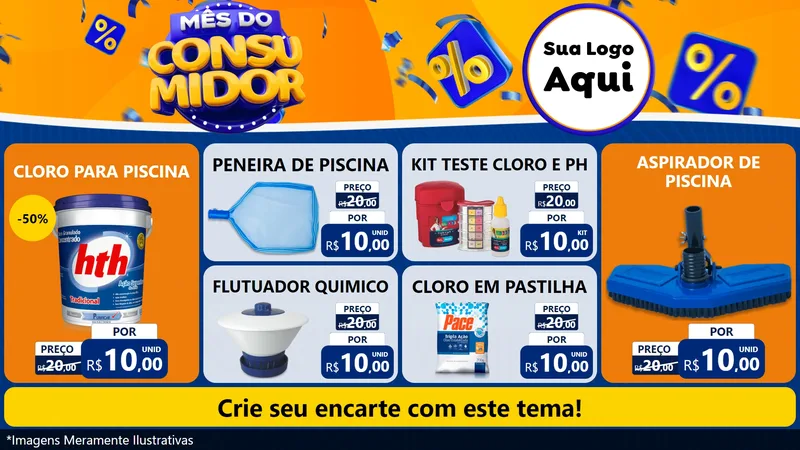Modelo de TV para TV Horizontal com o tema Mês do Consumidor para Produtos para Piscina