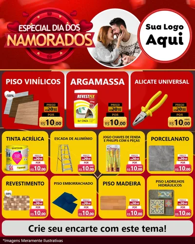 Modelo de Rede Social para Feed Instagram com o tema Especial Dia Dos Namorados para Material para Construção