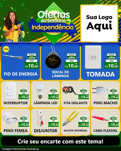 Modelo de Rede Social para Feed Instagram com o tema Ofertas da Semana da Independência para Materiais Elétricos