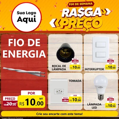Modelo de Rede Social para Feed Facebook com o tema Fim de Semana Rasga Preços para Materiais Elétricos