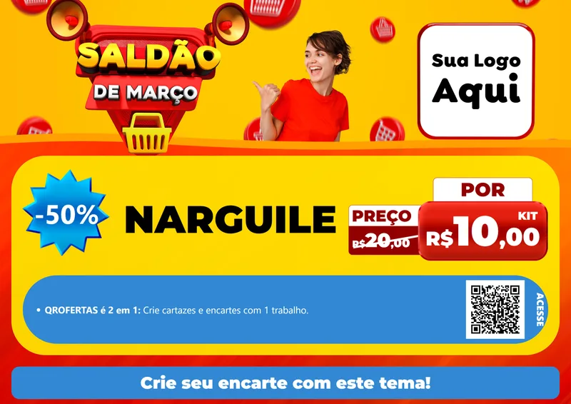 Modelo de Cartaz para Cartaz A4 Horizontal com o tema Saldão de Março para Tabacaria