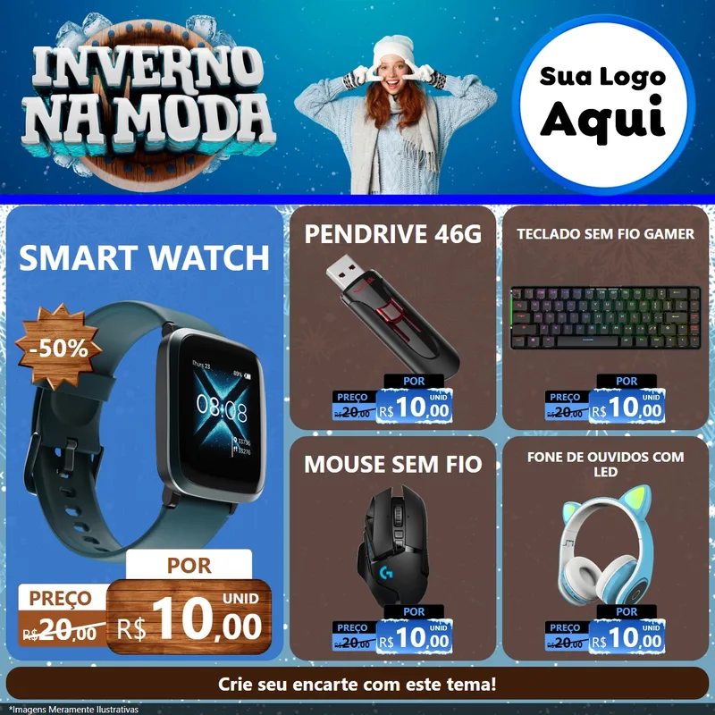 Modelo de Rede Social para Feed Facebook com o tema Inverno na Moda para Informática