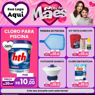Modelo de Rede Social para Feed Facebook com o tema Dia das Mães para Produtos para Piscina