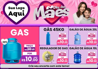 Modelo de Encarte para Encarte A4 Horizontal com o tema Dia das Mães para Água e gás
