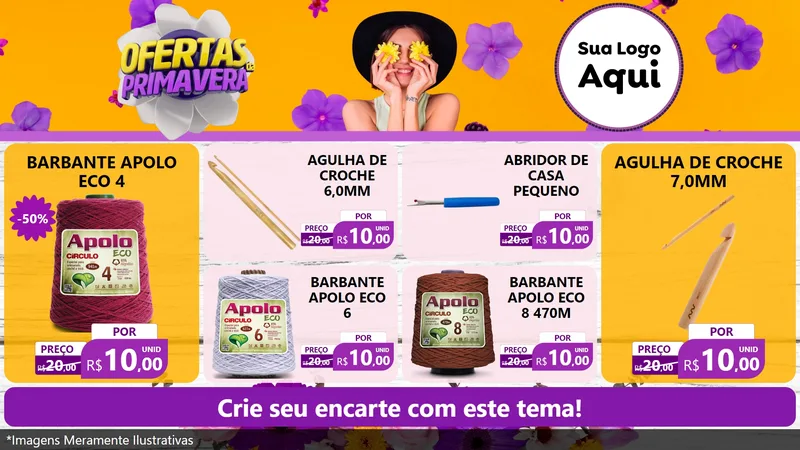 Modelo de TV para TV Horizontal com o tema Ofertas Da Primavera para Armarinho e Aviamentos