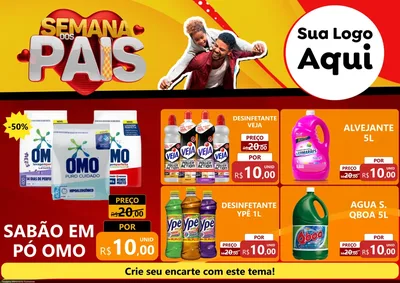 Modelo de Encarte para Encarte A4 Horizontal com o tema Semana Dos Pais para Produtos de Limpeza