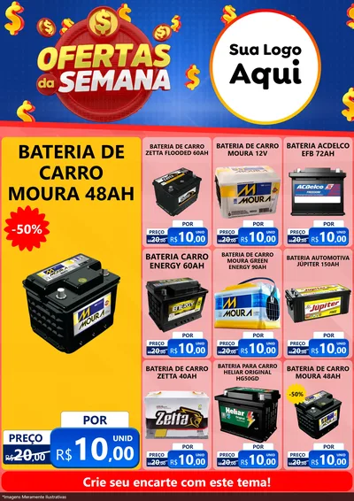 Modelo de Encarte para Encarte A4 Vertical com o tema Ofertas Da Semana para Baterias Elétricas