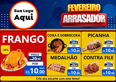 Modelo de Encarte para Encarte A4 Horizontal com o tema Fevereiro Arrasador para Assados