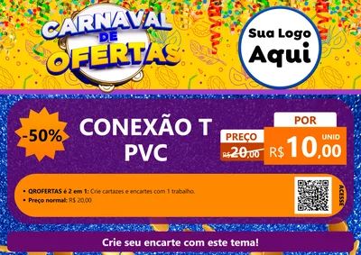 Modelo de Cartaz para Cartaz A4 Horizontal com o tema Carnaval de Ofertas para Tubos e conexões