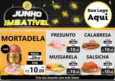 Modelo de Encarte para Encarte A4 Horizontal com o tema Junho Imbatível para Frios e Laticínios