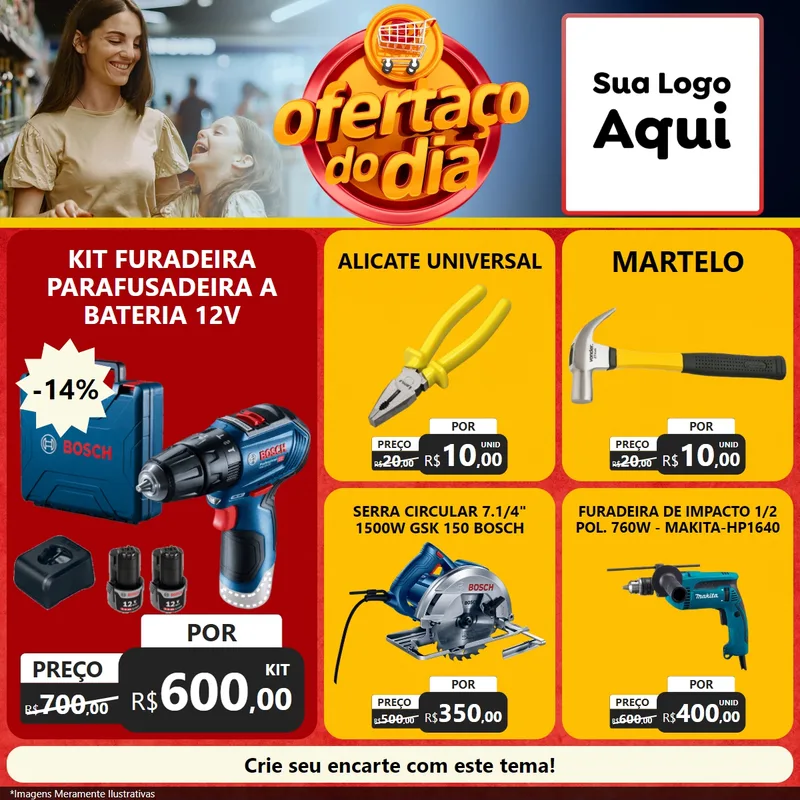 Modelo de Rede Social para Feed Facebook com o tema Ofertaço Do Dia para Maquinas e Ferramentas
