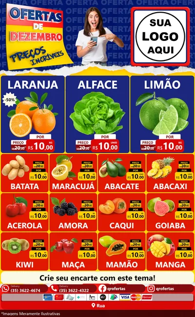 Modelo de Encarte para Encarte Grande com o tema Ofertas de Dezembro - Preços Incríveis para Hortifrúti