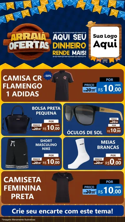 Modelo de TV para TV Vertical com o tema Arraiá de Ofertas - Junina para Roupas e acessórios