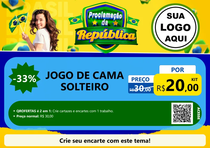 Modelo de Cartaz para Cartaz A4 Horizontal com o tema Proclamação da República para Cama, Mesa e Banho