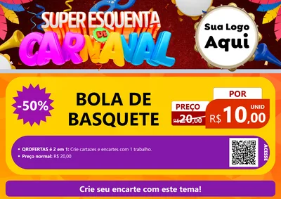 Modelo de Cartaz para Cartaz A4 Horizontal com o tema Super Esquenta de Carnaval para Artigos Esportivos