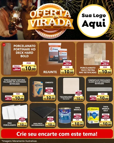 Modelo de Rede Social para Feed Instagram com o tema Oferta da Virada para Pisos e revestimentos