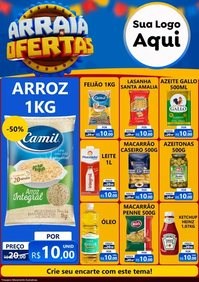 Modelo de Encarte para Encarte A4 Vertical com o tema Arraiá de Ofertas - Junina para Supermercado
