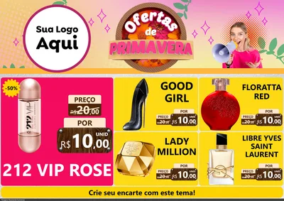 Modelo de Encarte para Encarte A4 Horizontal com o tema Ofertas de Primavera para Perfumes