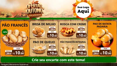 Modelo de TV para TV Horizontal com o tema Ofertas de Outono - Vem, Aproveite! para Padaria