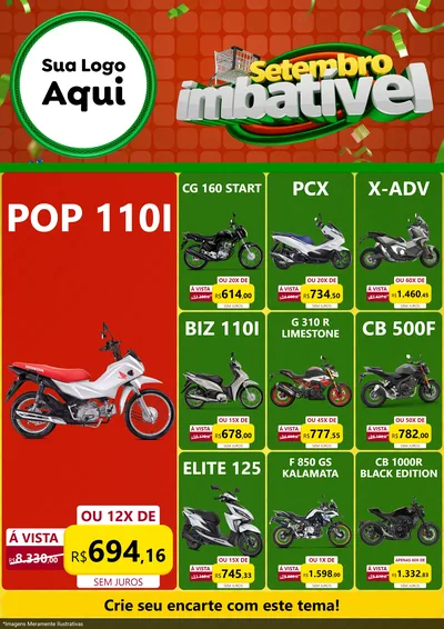 Modelo de Encarte para Encarte A4 Vertical com o tema Setembro Imbatível para Concessionaria de Motos