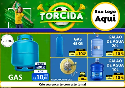 Modelo de Encarte para Encarte A4 Horizontal com o tema Torcida para Água e gás