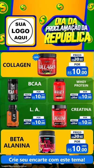 Modelo de TV para TV Vertical com o tema Dia Da Proclamação da República para Suplementos alimentares