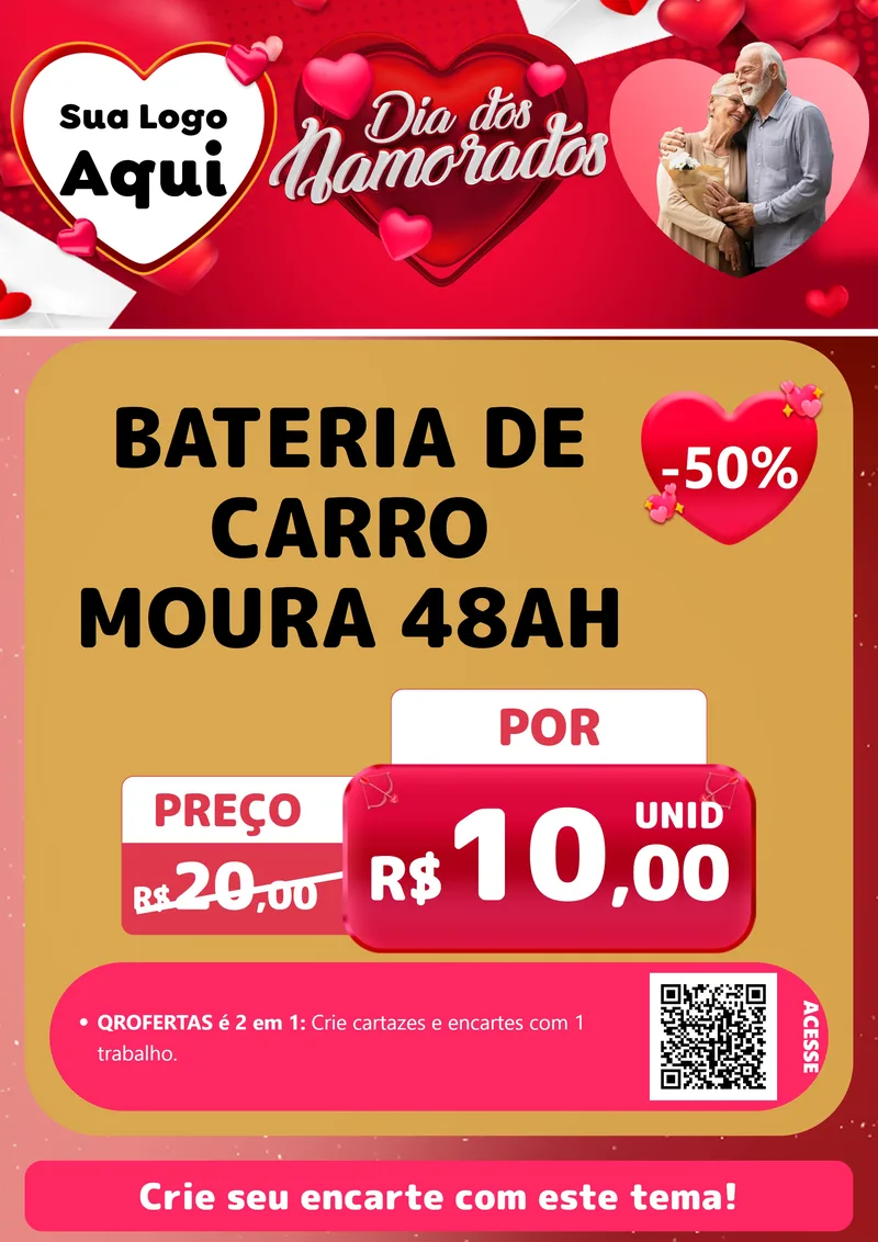 Modelo de Cartaz para Cartaz A4 Vertical com o tema Dia Dos Namorados para Baterias Elétricas
