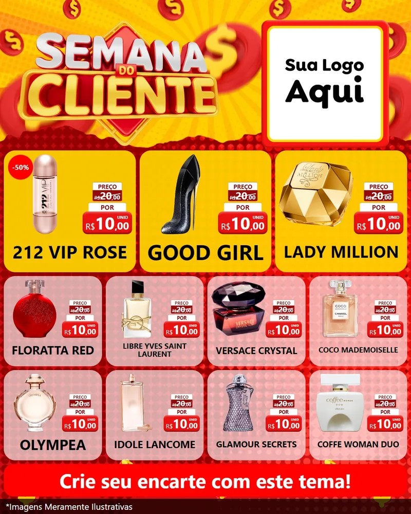 Modelo de Rede Social para Feed Instagram com o tema Semana do Cliente para Perfumes