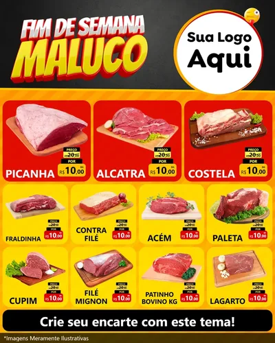Modelo de Rede Social para Feed Instagram com o tema Final de Semana Maluco para Açougue
