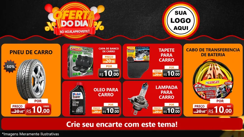 Modelo de TV para TV Horizontal com o tema Oferta do Dia - Só hoje, Aproveite! para Auto peças