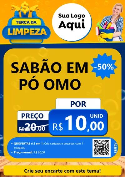 Modelo de Cartaz para Cartaz A4 Vertical com o tema Terça da Limpeza para Produtos de Limpeza