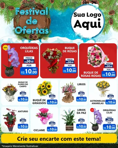 Modelo de Rede Social para Feed Instagram com o tema Festival de Ofertas - Inverno para Floricultura e jardim