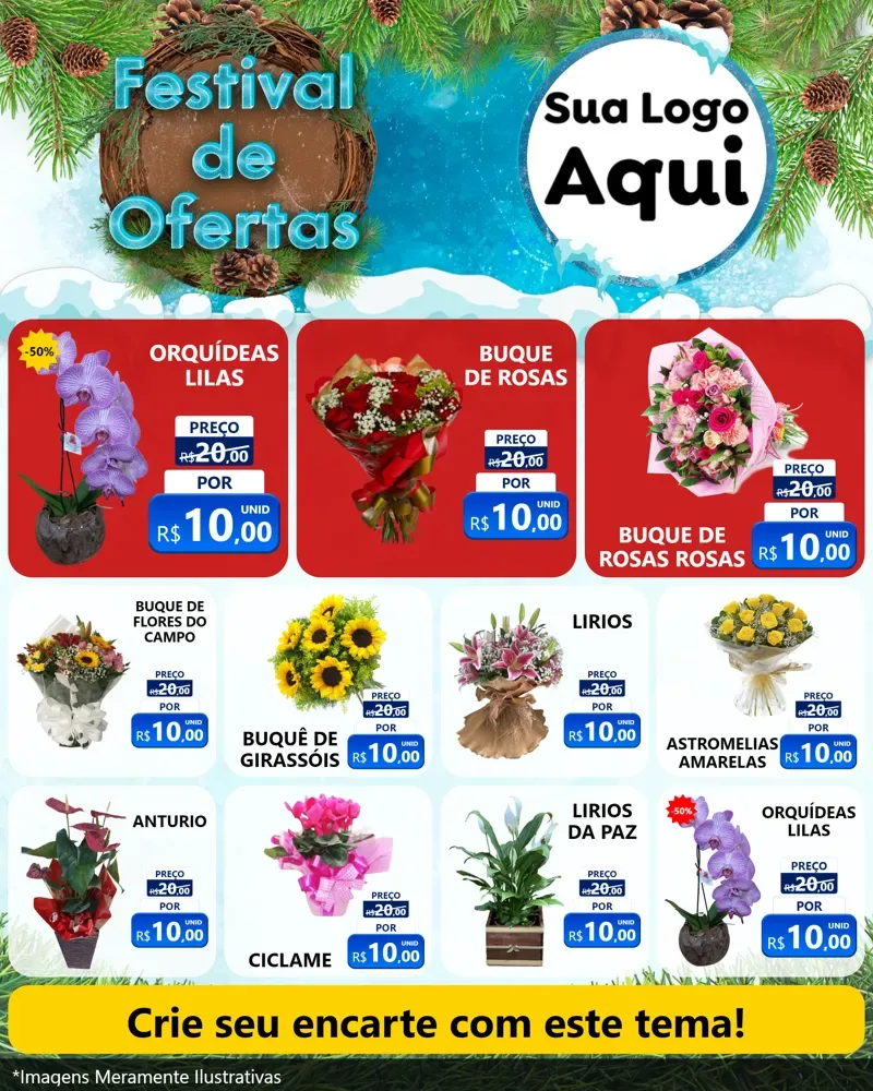Modelo de Rede Social para Feed Instagram com o tema Festival de Ofertas - Inverno para Floricultura e jardim