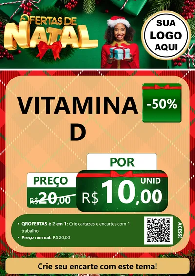 Modelo de Cartaz para Cartaz A4 Vertical com o tema Ofertas de Natal para Farmácia