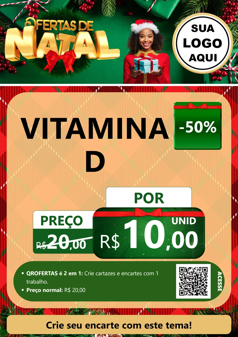 Modelo de Cartaz para Cartaz A4 Vertical com o tema Ofertas de Natal para Farmácia