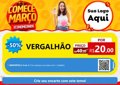 Modelo de Cartaz para Cartaz A4 Horizontal com o tema Comece Março Economizando para Ferragens