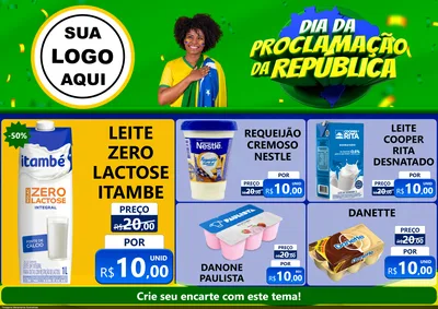 Modelo de Encarte para Encarte A4 Horizontal com o tema Dia Da Proclamação Da República para Frios e Laticínios