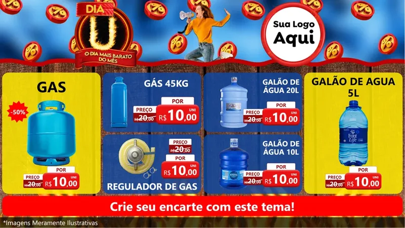 Modelo de TV para TV Horizontal com o tema Dia U - O Dia Mais Barato Do Mês para Água e gás