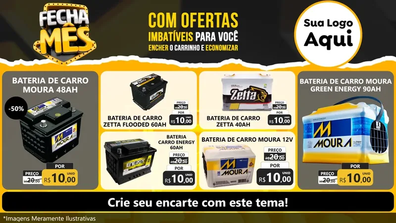 Modelo de TV para TV Horizontal com o tema Fecha Mês para Baterias Elétricas