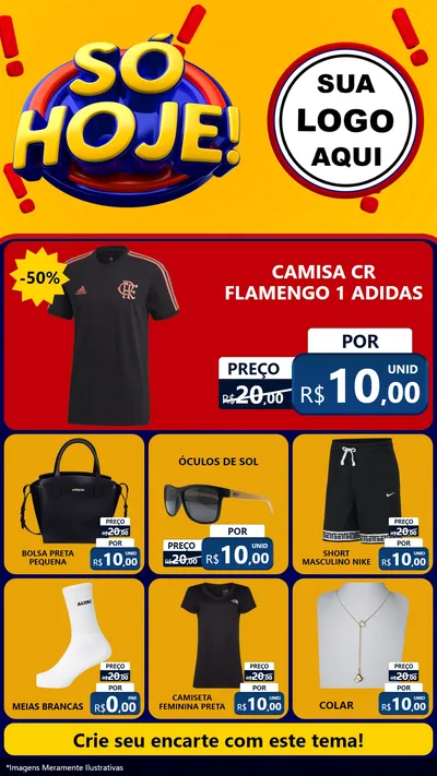 Modelo de Rede Social para Stories com o tema Só Hoje! para Roupas e acessórios
