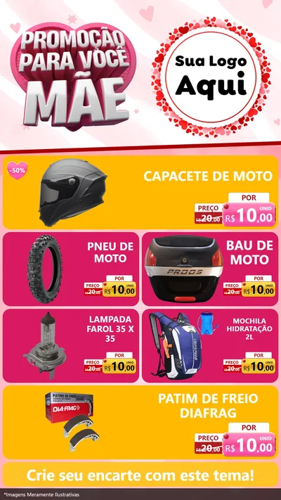 Modelo de TV para TV Vertical com o tema Promoção Para Você Mãe para Moto peças