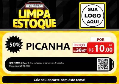 Modelo de Cartaz para Cartaz A4 Horizontal com o tema Operação Limpa Estoque para Açougue